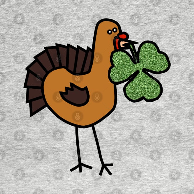 Thanksgiving Turkey with Shamrock for St Patricks Day by ellenhenryart